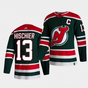 New Jersey Devils 2021 Reverse Retro nico hischier Green Special Edition Authentic Jersey