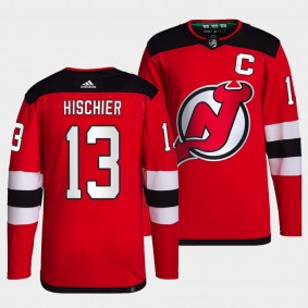 Nico Hischier #13 Devils Home Red Jersey 2021-22 Primegreen Authentic