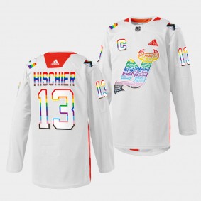 Nico Hischier New Jersey Devils LGBTQ Pride Night 2022 White Warmup Jersey