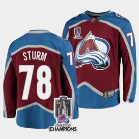 2022 Stanley Cup Champions Colorado Avalanche 78 Nico Sturm Burgundy Jersey Home