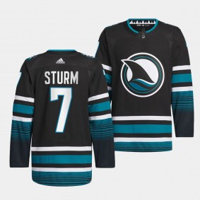 San Jose Sharks 2023-24 Cali Fin 3rd Alternate Nico Sturm #7 Black Authentic Pro Jersey Men's