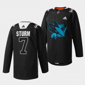 San Jose Sharks Nico Sturm Black History Month #7 Black Jersey Warmup