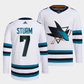 Nico Sturm #7 San Jose Sharks 2022-23 Away White Jersey Primegreen Authentic