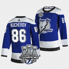 3x Stanley Cup Champions Tampa Bay Lightning Nikita Kucherov Blue Reverse Retro 86 Jersey