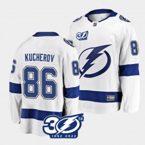 Nikita Kucherov Tampa Bay Lightning 30th Anniversary 1992-2022 White Jersey #86 Away