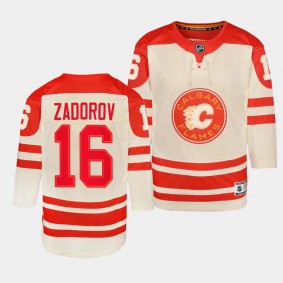 Nikita Zadorov Calgary Flames Youth Jersey 2023 NHL Heritage Classic Cream Premier Player Jersey