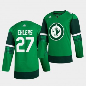 Nikolaj Ehlers Jets 2020 St. Patrick's Day Green Authentic Player Jersey