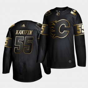 Noah Hanifin #55 Flames Golden Edition Black Authentic Jersey