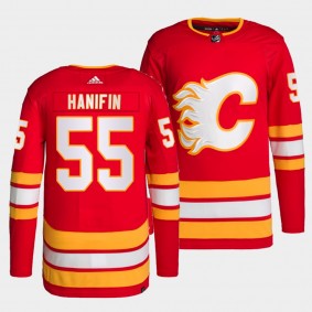 Noah Hanifin #55 Flames Home Red Jersey 2021-22 Primegreen Authentic