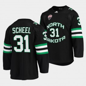 Adam Scheel North Dakota Fighting Hawks 31 College Hockey Black Jersey