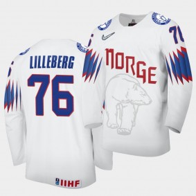 Norway Team Emil Lilleberg 2021 IIHF World Championship #76 Home White Jersey