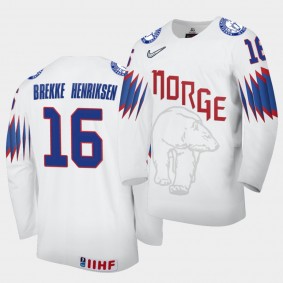 Norway Team Magnus Brekke Henriksen 2021 IIHF World Championship #16 Home White Jersey