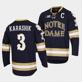 Adam Karashik Notre Dame Fighting Irish 2022 NCAA Regional Finals Navy Hockey Jersey 3