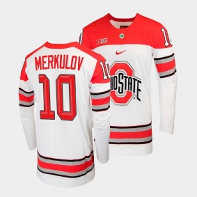 Georgii Merkulov Ohio State Buckeyes College Hockey White Jersey 10