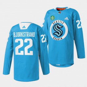 Oliver Bjorkstrand #22 Seattle Kraken Practice Warmup Blue Jersey