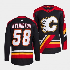 Oliver Kylington Calgary Flames 2022 Reverse Retro 2.0 Black #58 Authentic Primegreen Jersey Men's