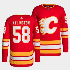 Oliver Kylington #58 Flames Home Red Jersey 2021-22 Primegreen Authentic