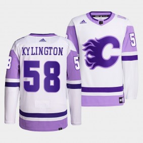 Calgary Flames Oliver Kylington 2021 HockeyFightsCancer Jersey #58 White Primegreen