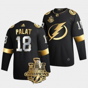 3x Stanley Cup Champions Tampa Bay Lightning Ondrej Palat Black Golden Authentic 18 Jersey