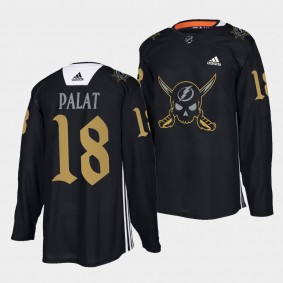 Tampa Bay Lightning Ondrej Palat Gasparilla inspired #18 Black Jersey Pirate-themed Warmup