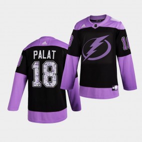 Tampa Bay Lightning Ondrej Palat HockeyFightsCancer Jersey Purple Authentic