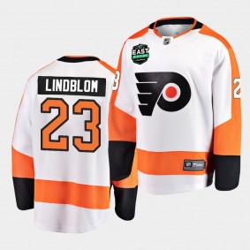 Philadelphia Flyers Oskar Lindblom 2021 East Division Patch White Jersey Away