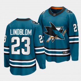 San Jose Sharks #23 Oskar Lindblom Home 2022-23 Teal The Evolve Jersey