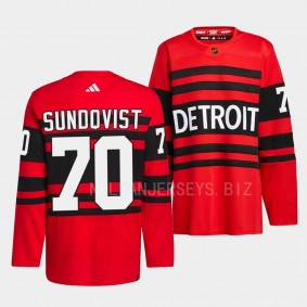 Detroit Red Wings 2022 Reverse Retro 2.0 Oskar Sundqvist #70 Red Authentic Pro Jersey Men's