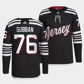 P.K. Subban #76 Devils Primegreen Authentic Pro Black Jersey 2021-22 Alternate