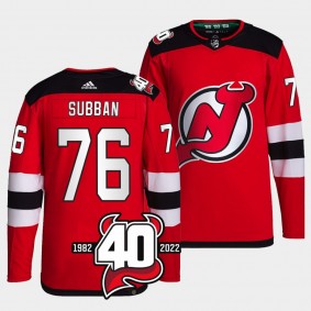 New Jersey Devils 40th Anniversary P.K. Subban #76 Red Jersey Primegreen Authentic