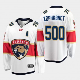 Patric Hornqvist Florida Panthers 2021 Cyrillic Alphabet White Honor Bobrovsky Men Jersey