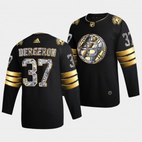 Patrice Bergeron Boston Bruins 2022 Stanley Cup Playoffs #37 Black Diamond Edition Authentic Jersey