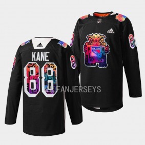 Hispanic Heritage Night Patrick Kane New York Rangers Black #88 Warmup Jersey 2023