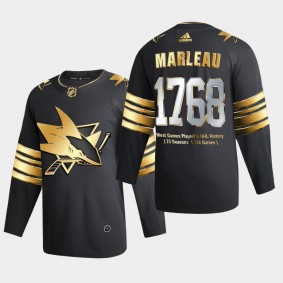 San Jose Sharks Patrick Marleau 2021 1768 Games NHL Record Most Games Played Golden Limited Black Jersey