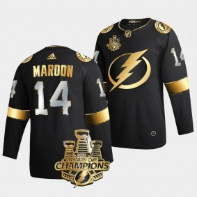 3x Stanley Cup Champions Tampa Bay Lightning Patrick Maroon Black Golden Authentic 14 Jersey