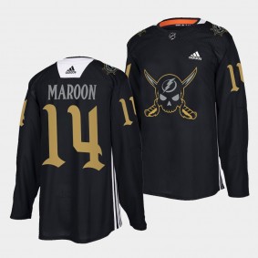 Tampa Bay Lightning Patrick Maroon Gasparilla inspired #14 Black Jersey Pirate-themed Warmup