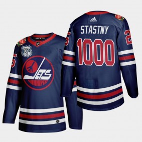 Paul Stastny #25 Jets Stastny1000 Silver Stick Heritage Navy Jersey