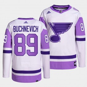 St. Louis Blues Pavel Buchnevich HockeyFightsCancer Jersey #89 White Primegreen Authentic