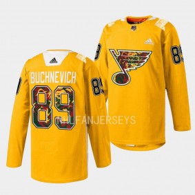 Black History Night Pavel Buchnevich St. Louis Blues Yellow #89 Warmup Jersey 2023