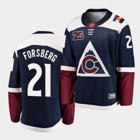 Peter Forsberg Colorado Avalanche 2020-21 25th Anniversary Navy Alternate Men Jersey