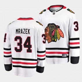 Petr Mrazek Chicago Blackhawks Away White Breakaway Player Jersey Men's