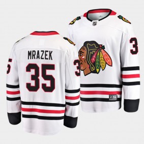 Petr Mrazek Chicago Blackhawks Away 2022 White Breakaway Player Jersey