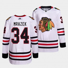 Chicago Blackhawks Primegreen Authentic Petr Mrazek #34 White Jersey Away