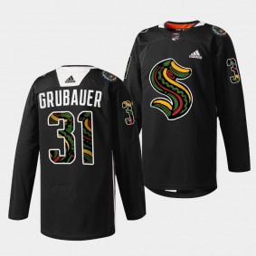 Seattle Kraken Philipp Grubauer Black History Month 2022 #31 Black Jersey Limited Edition