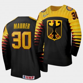 Germany Philipp Maurer 2020 IIHF World Junior Ice Hockey Black Away Jersey