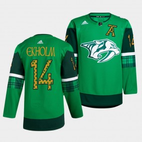 Nashville Predators Mattias Ekholm St. Patricks Day Green Warm-Up Men Jersey