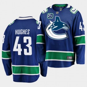 Quinn Hughes #43 Canucks Player Home Breakaway Jersey Men's