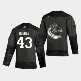 Quinn Hughes #43 Canucks Authentic 2019 Veterans Day Jersey Men's