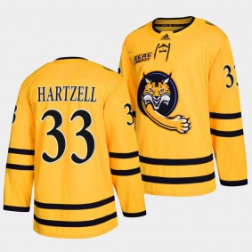 Eric Hartzell Quinnipiac Bobcats 33 College Hockey Gold Jersey