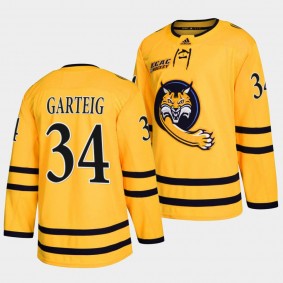 Michael Garteig Quinnipiac Bobcats 34 College Hockey Gold Jersey